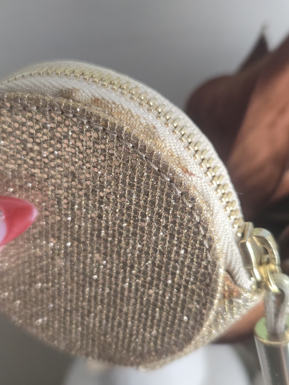 Jimmy Choo Rare Gold Glitter Round Coin Purse Pouch With Authenticity Card - Picture 3 of 13